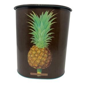Vintage 90s Vin Cenzo Pineapple Tin Container with Lid Made in Japan